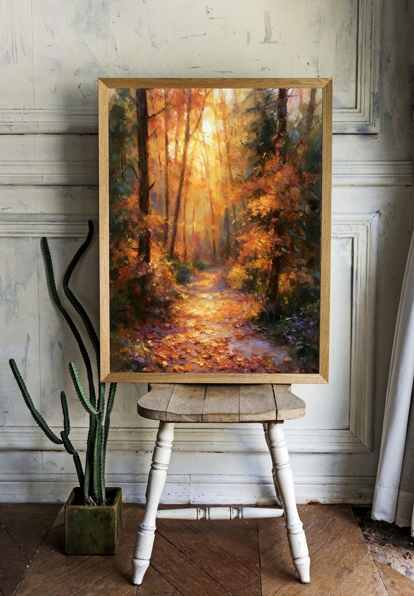 Autumn Forest Path Fine-Art Poster. — room view 1