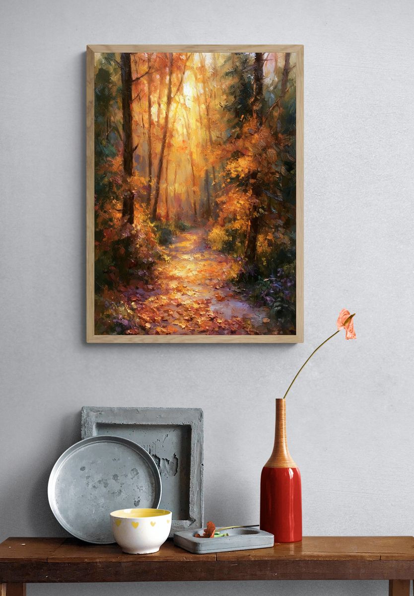 Autumn Forest Path Fine-Art Poster. — room view 3