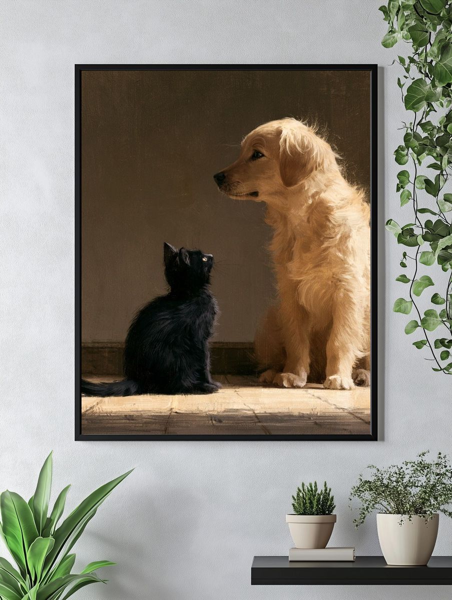 Dog and Cat Portrait Print. — room view 4