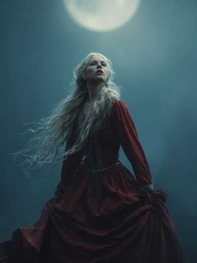 Mystical Woman Under the Moon — Fine Art Print. poster print