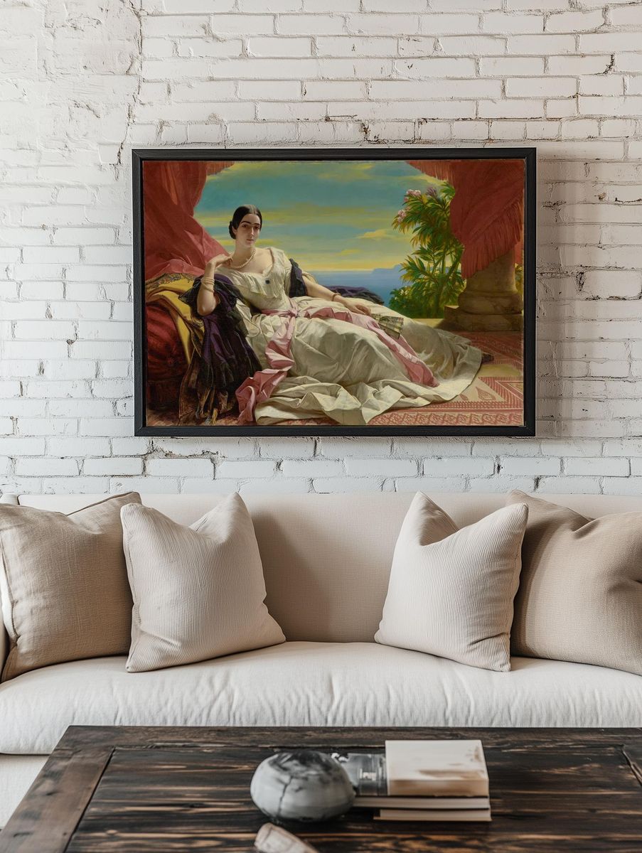Elegant Lady by the Sea — Fine Art Print room preview