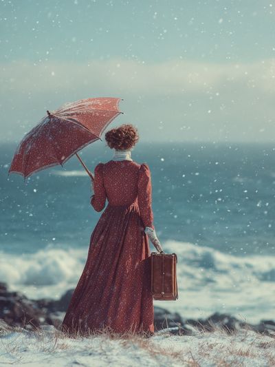 Victorian Woman by the Sea — Fine Art Print. poster