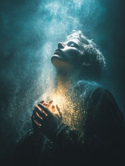 Celestial Prayer Portrait Print. poster