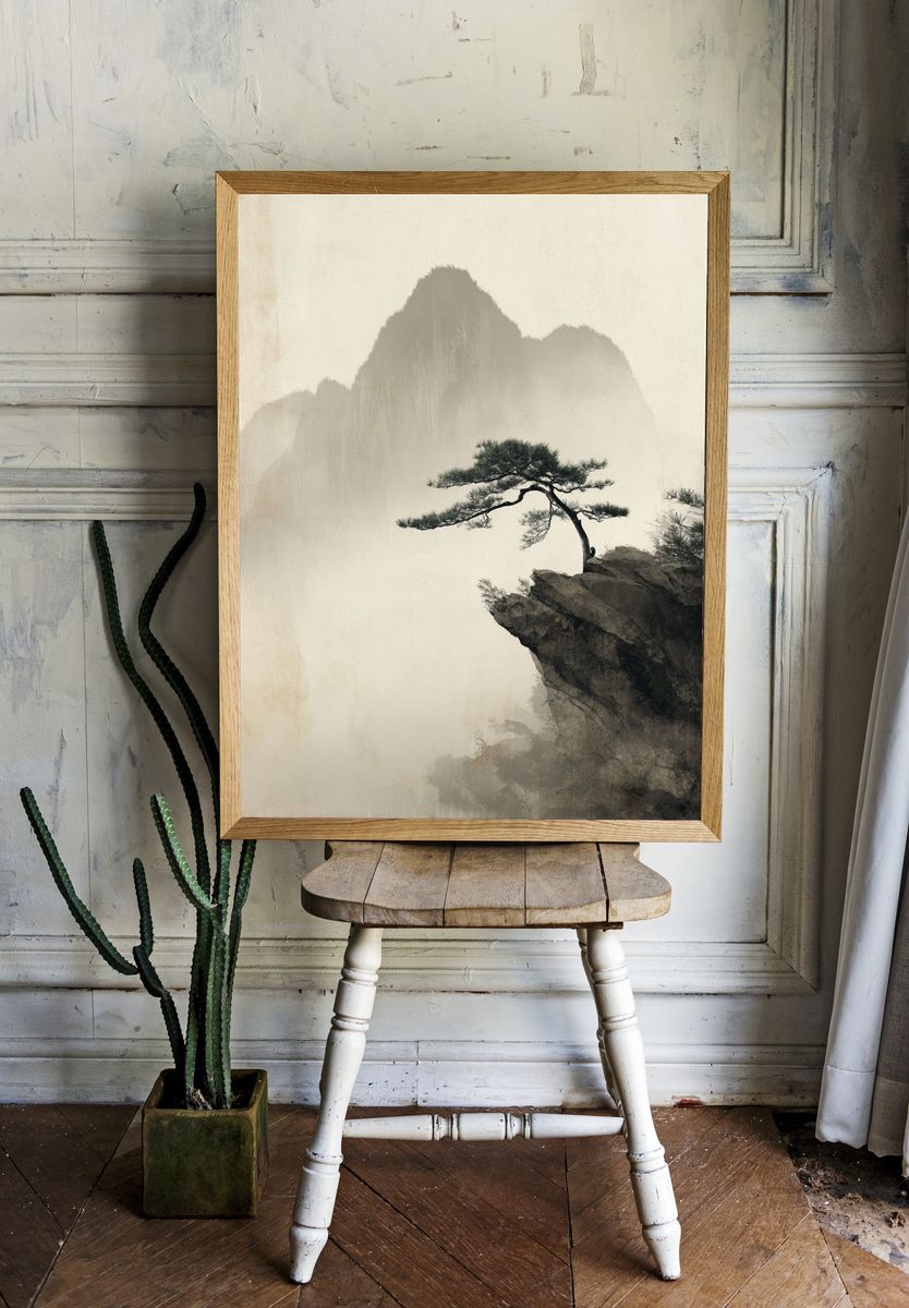 Lonely Pine on Mountain — Fine Art Print room preview