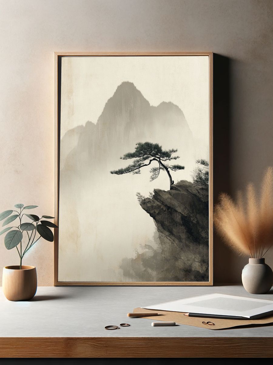 Lonely Pine on Mountain — Fine Art Print. — room view 2