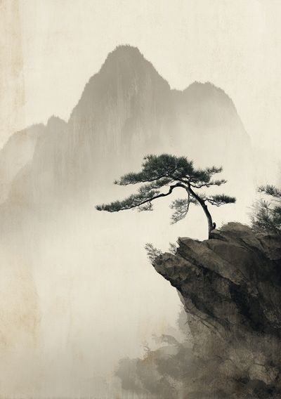 Lonely Pine on Mountain — Fine Art Print. poster print