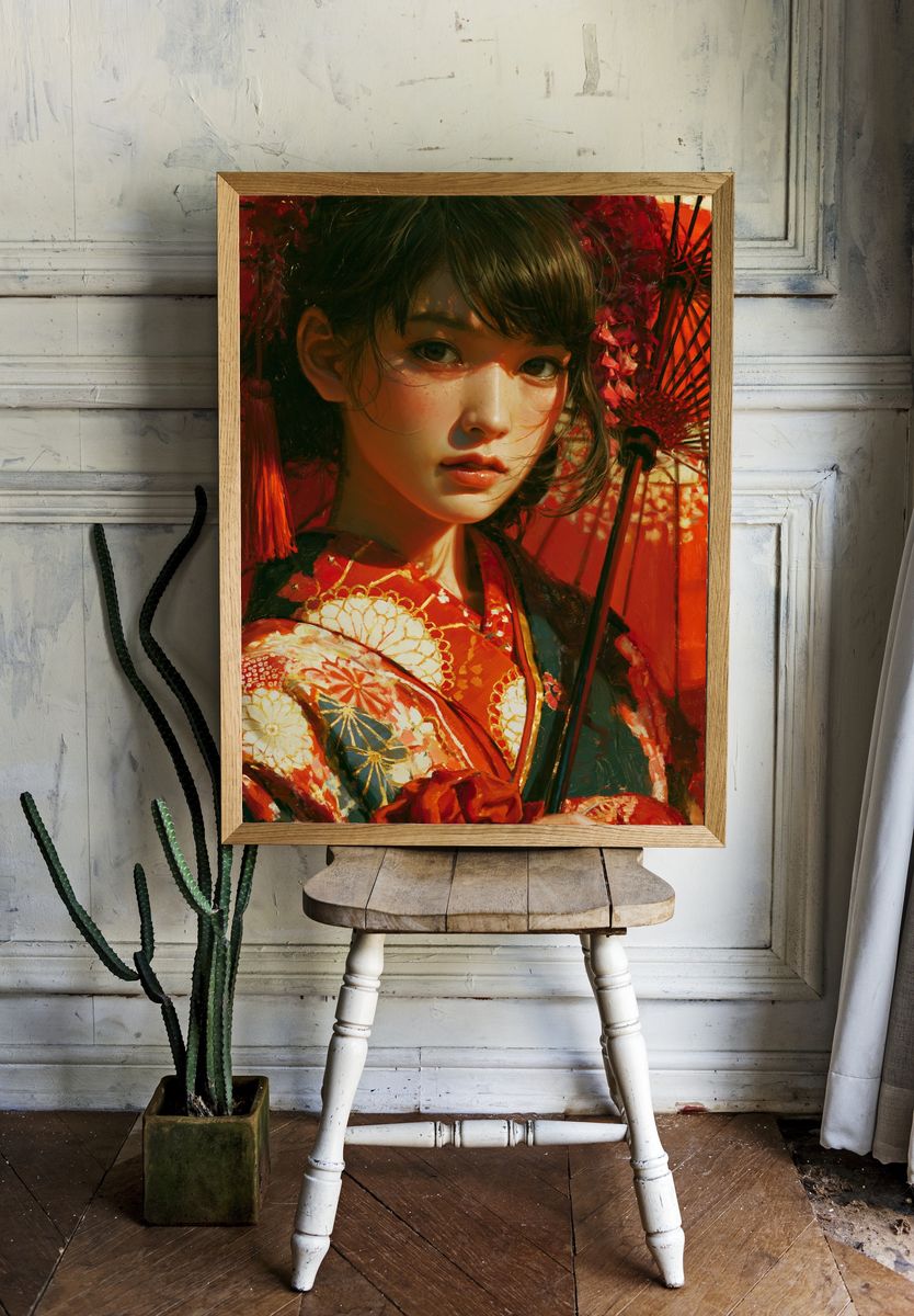 Geisha Portrait Fine-Art Poster. — room view 1