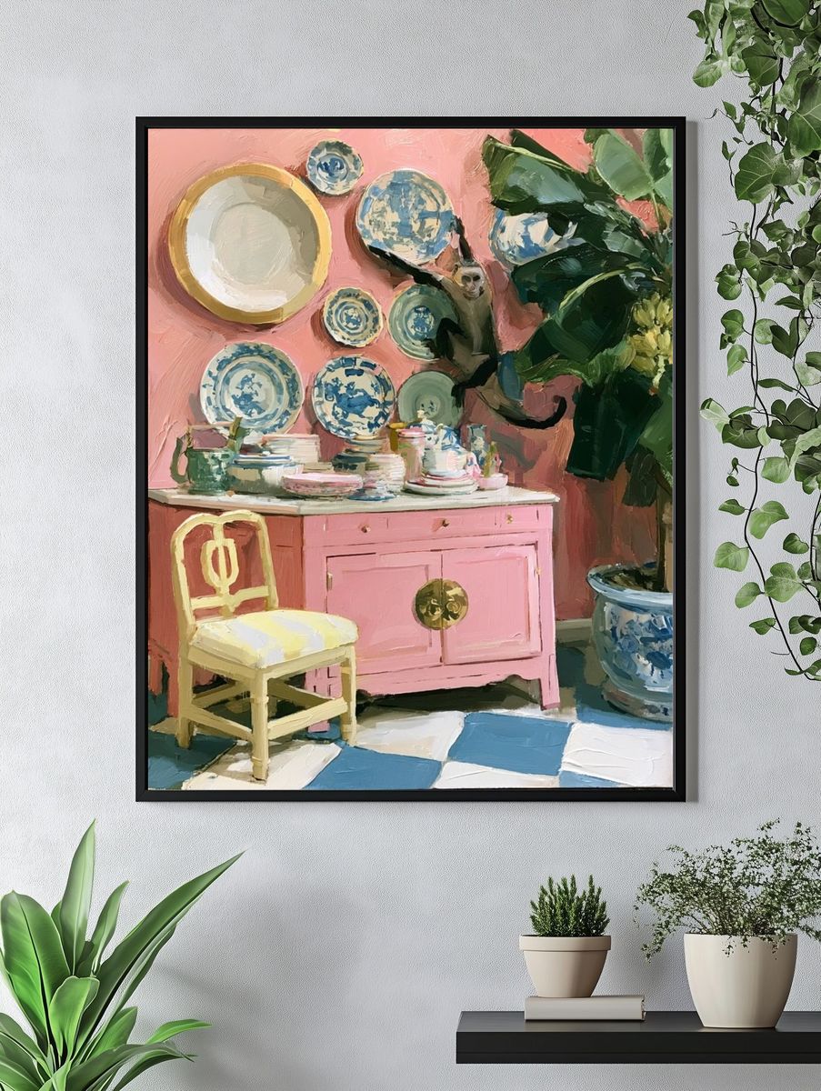 Pink Interior Still Life Painting Poster. — room view 4