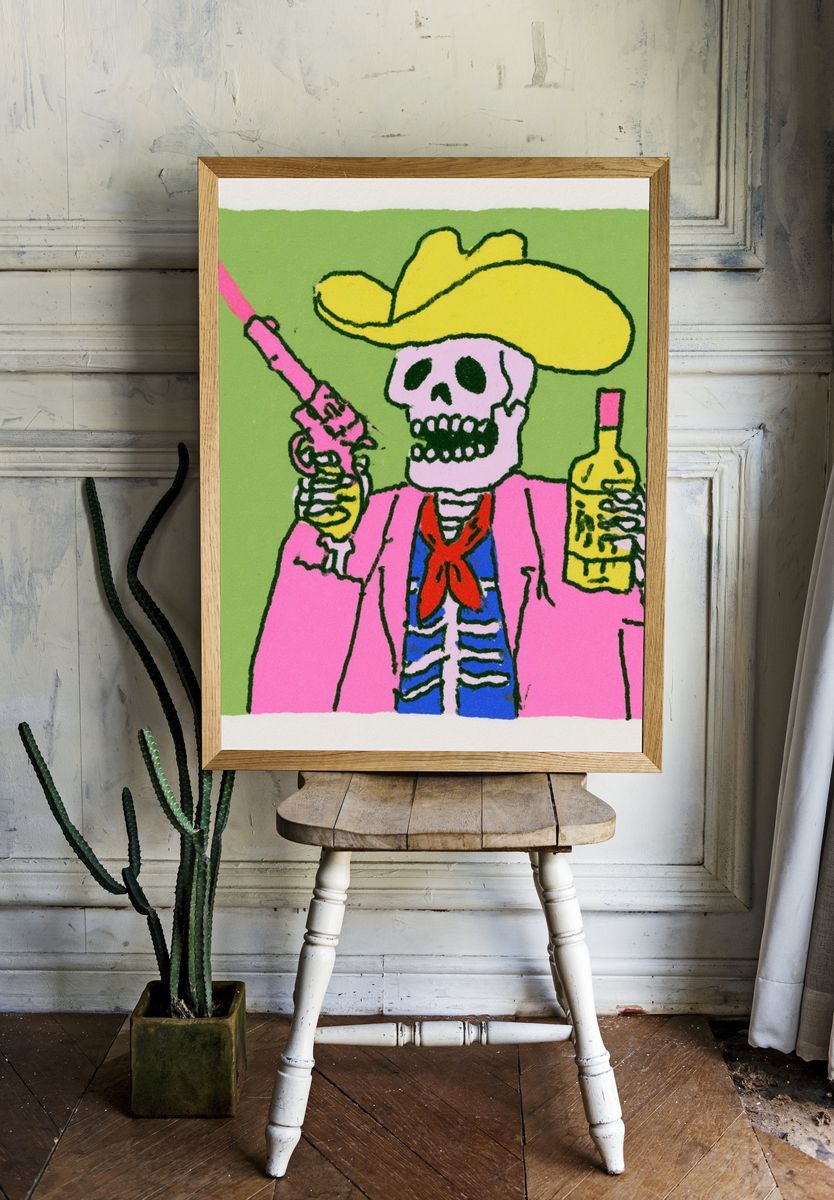 Cowboy Skeleton Pop Art Poster. — room view 1