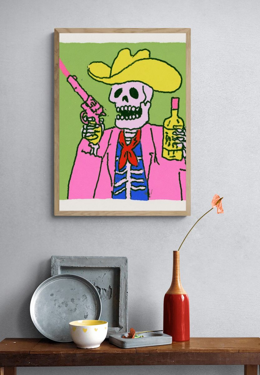 Cowboy Skeleton Pop Art Poster. — room view 3