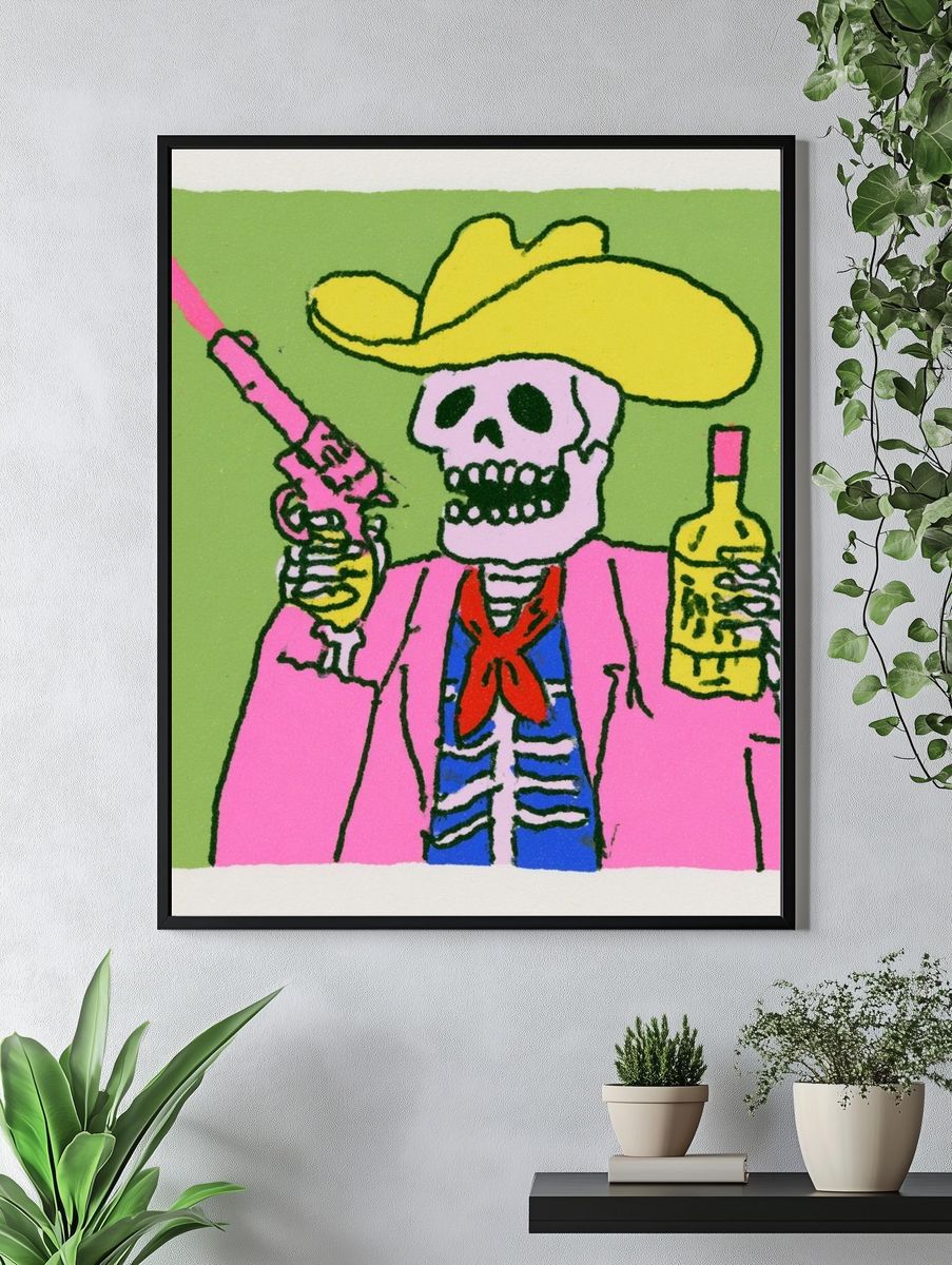 Cowboy Skeleton Pop Art Poster. — room view 4