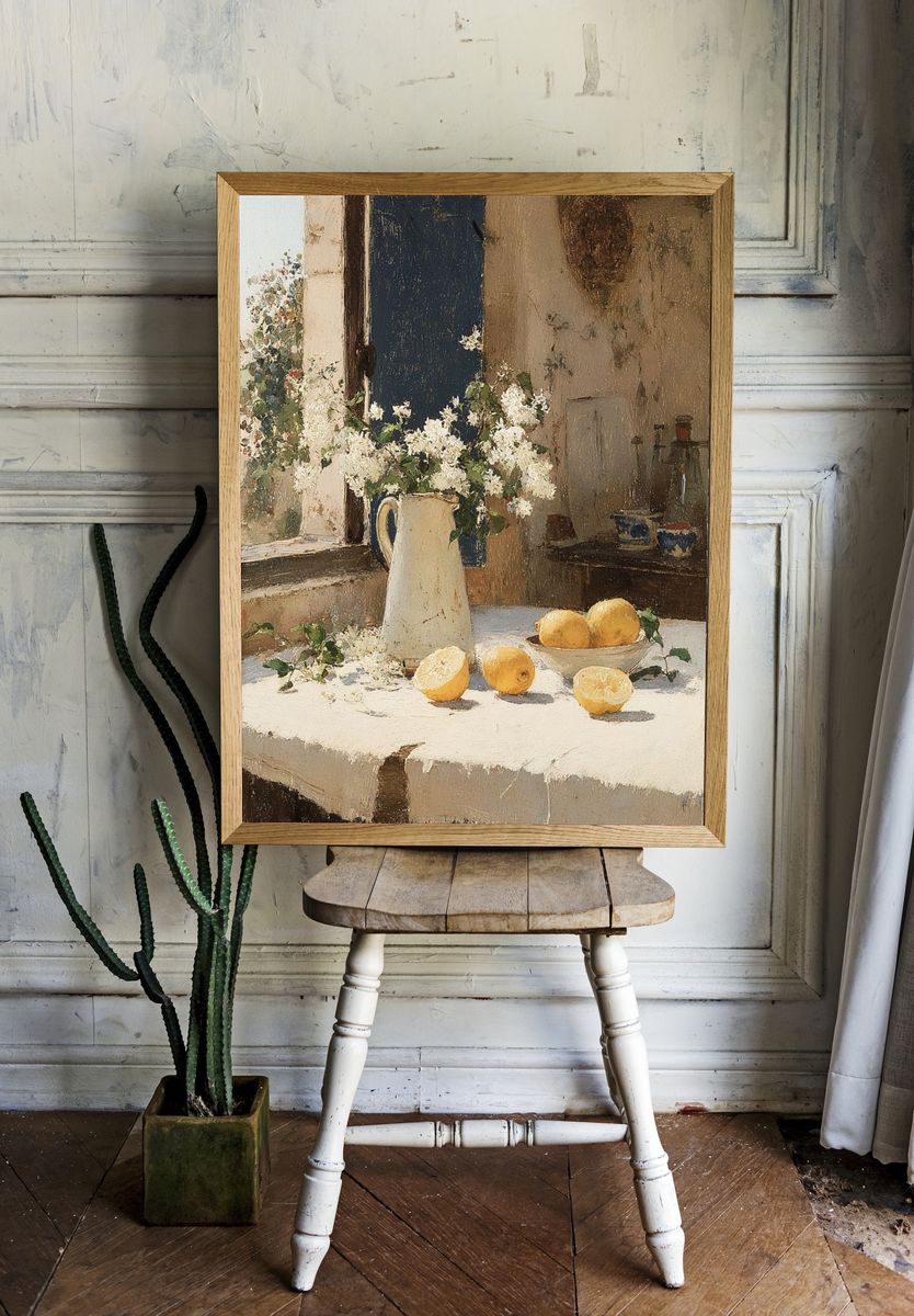 Lemon Still Life — Fine Art Print. room preview