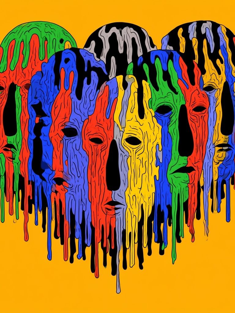 Dripping Masks Pop-Art Poster. poster — fine-art art