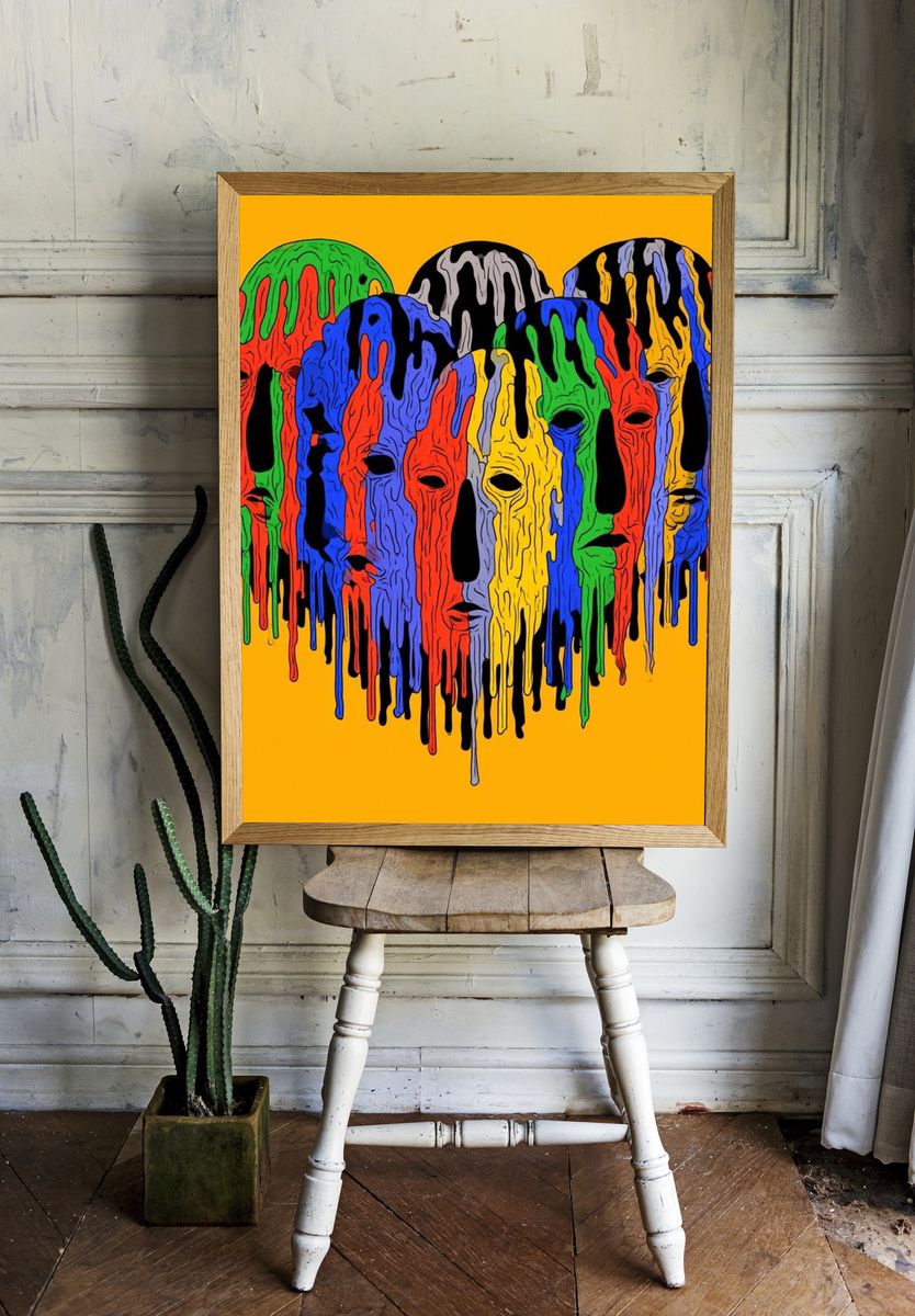 Dripping Masks Pop-Art Poster. — room view 1