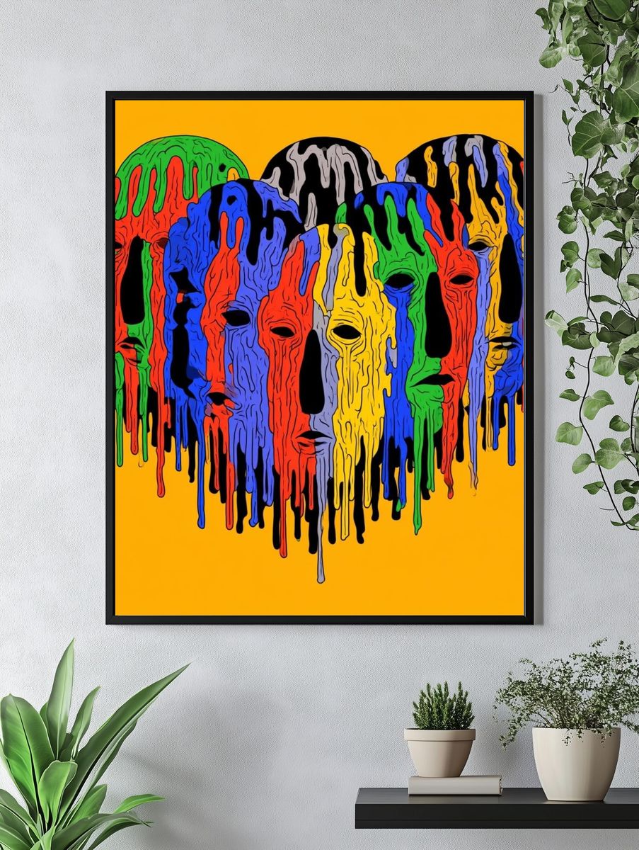 Dripping Masks Pop-Art Poster. — room view 4