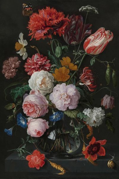 Still Life Flowers Glass Vase. poster print