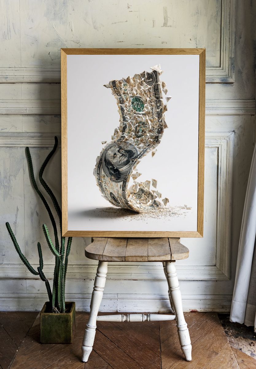 Crumpled Dollar Bill — Fine Art Print room preview