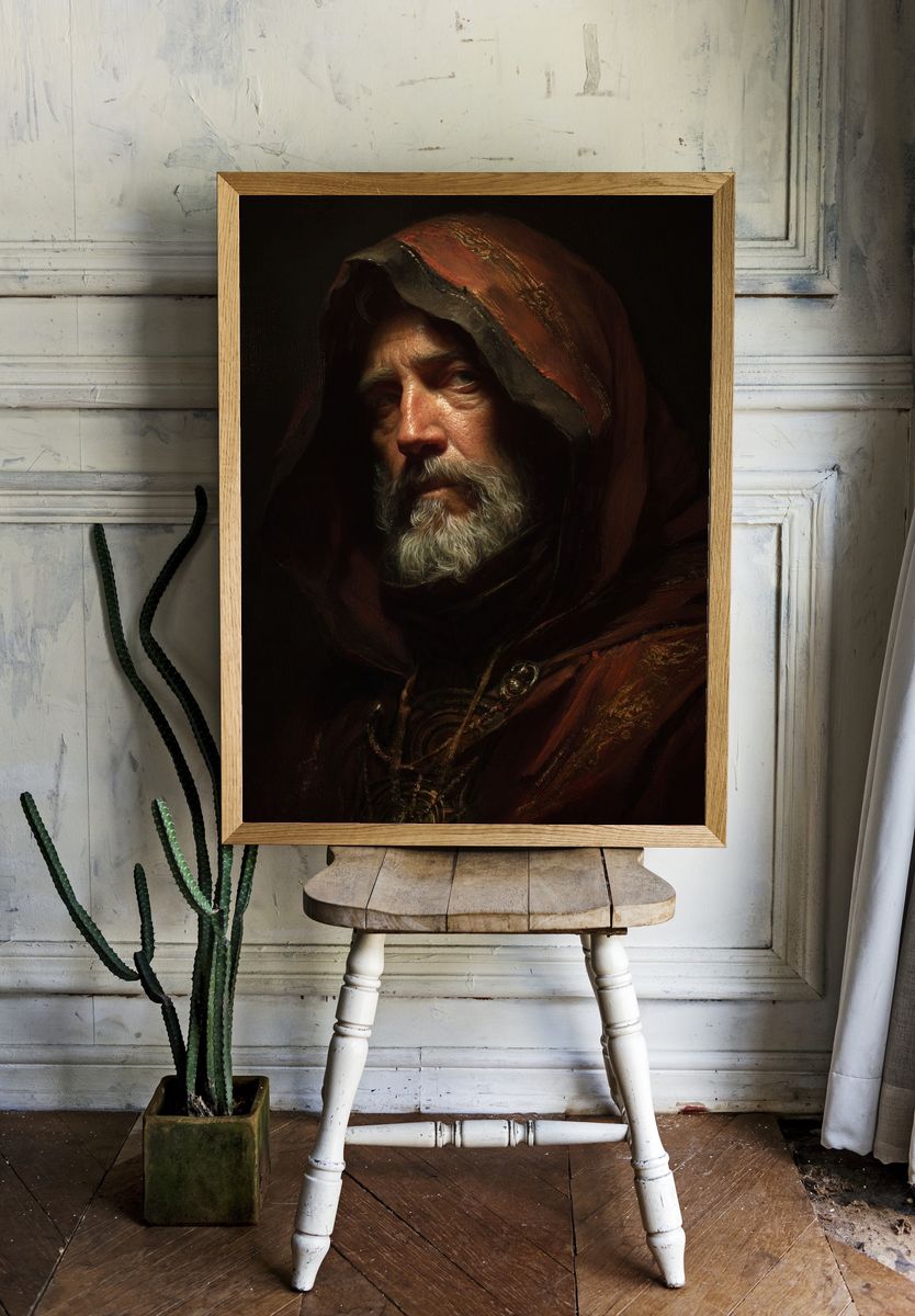 Hooded Elder Portrait Print room preview