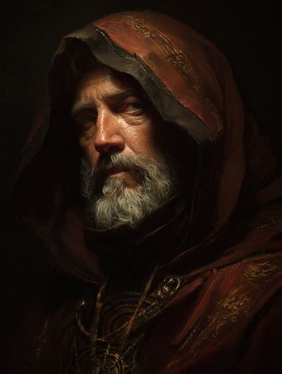 Hooded Elder Portrait Print. poster