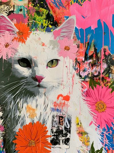 Floral Cat Pop-Art Poster. poster