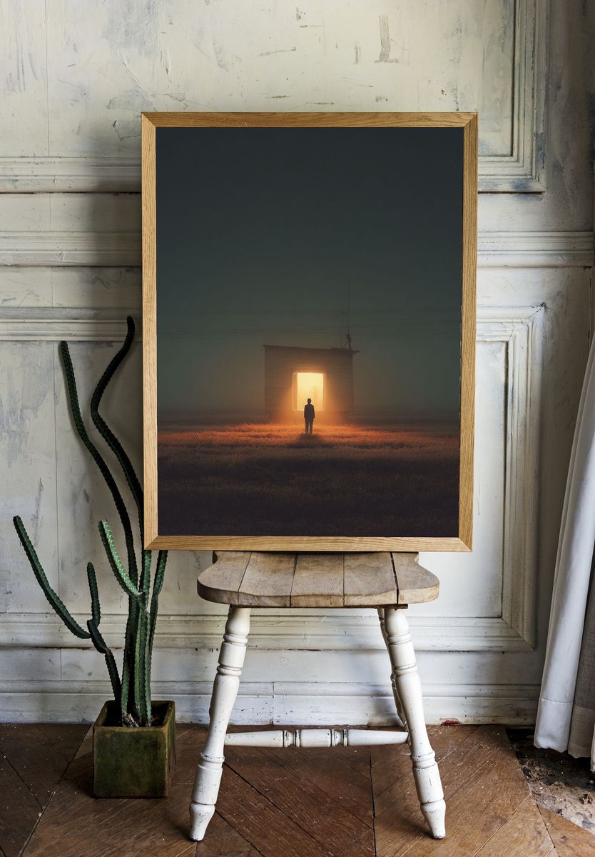 Mysterious Doorway in Fog — Fine Art Print room preview