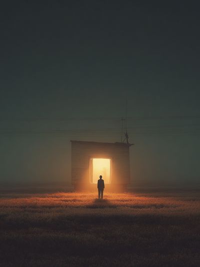 Mysterious Doorway in Fog — Fine Art Print. poster print