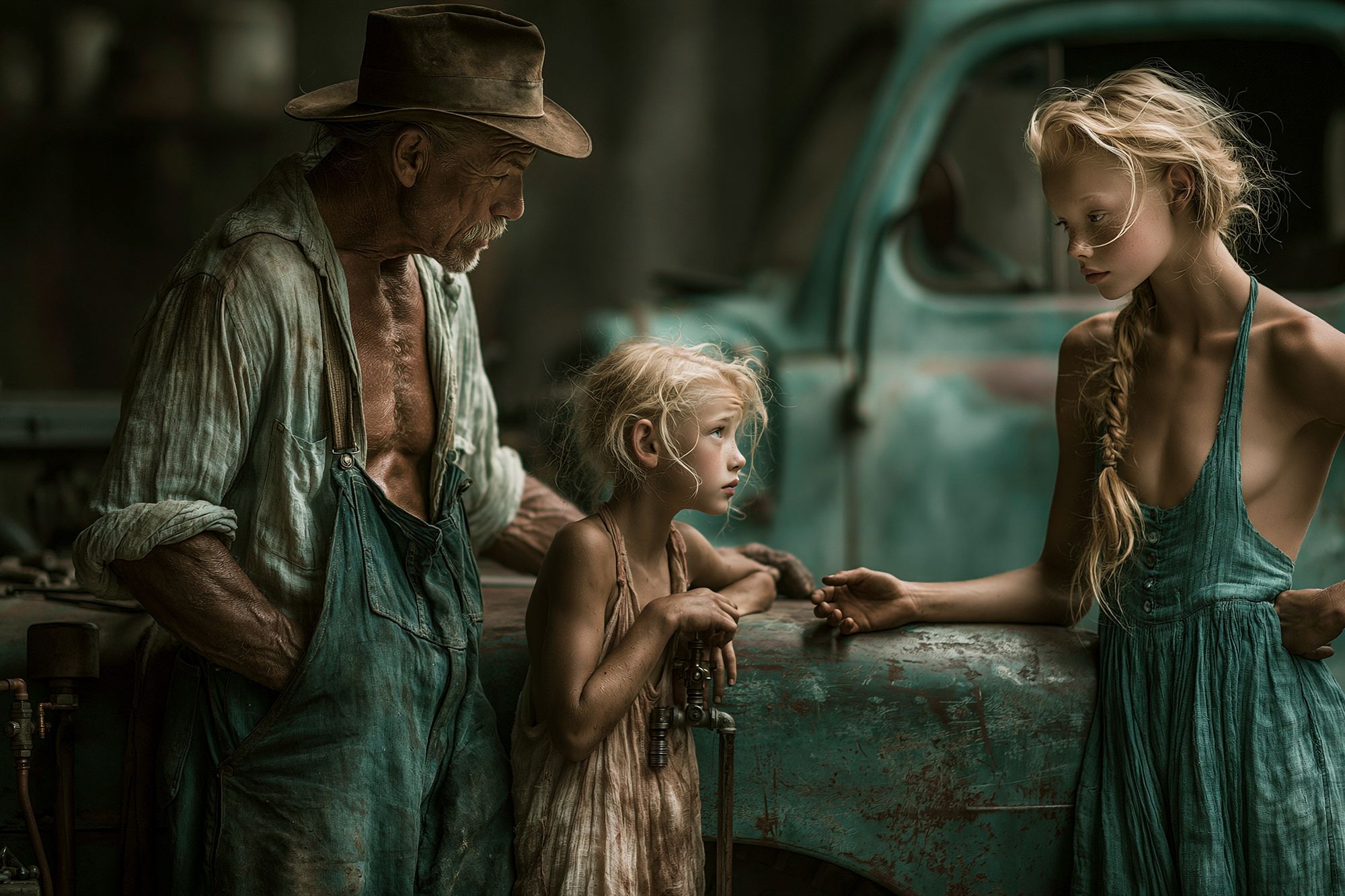 Rustic Family Portrait Print. poster — fine-art art
