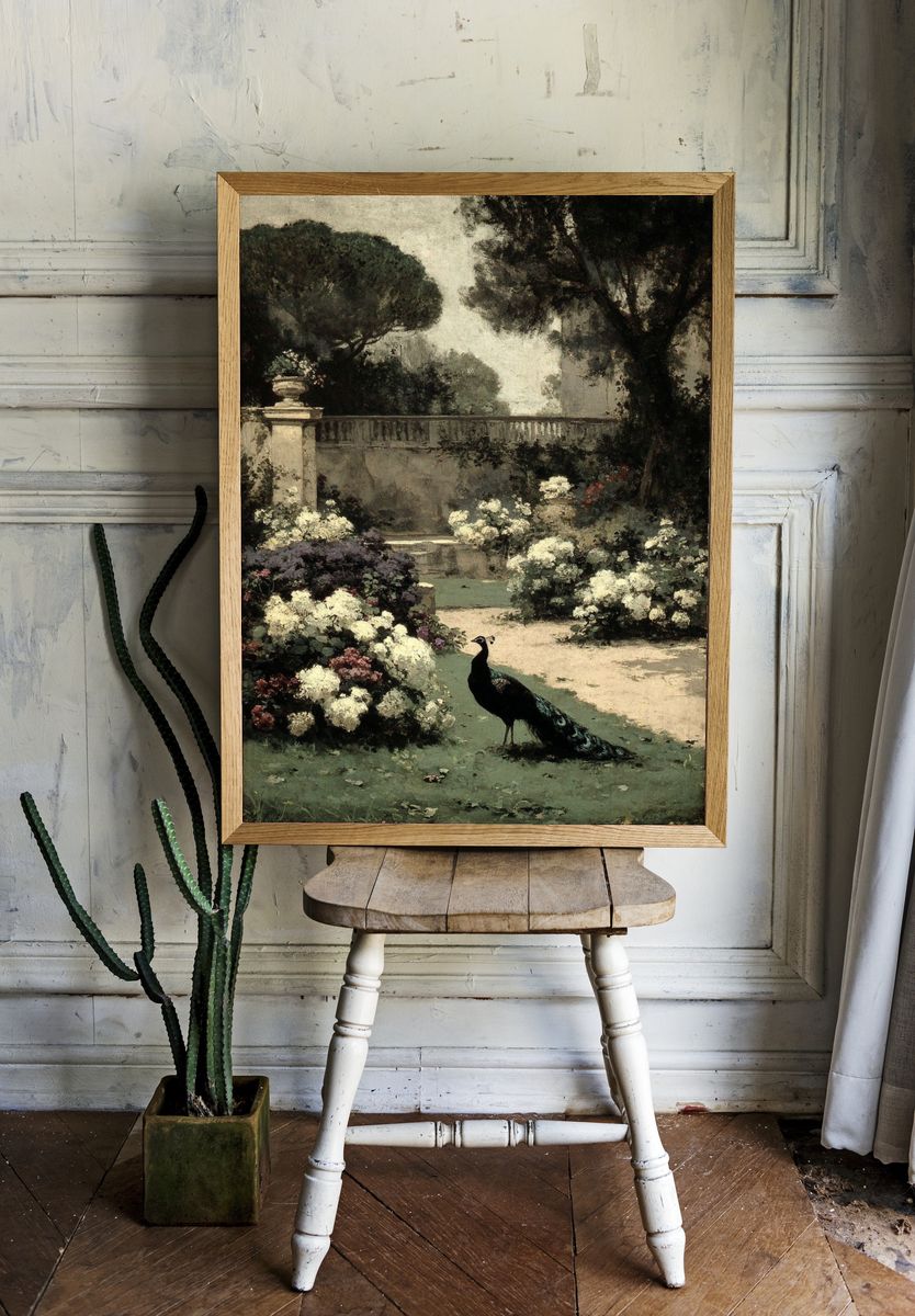 Peacock in a Garden — Fine Art Print. — room view 1