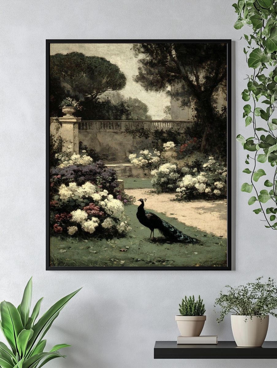 Peacock in a Garden — Fine Art Print. — room view 4