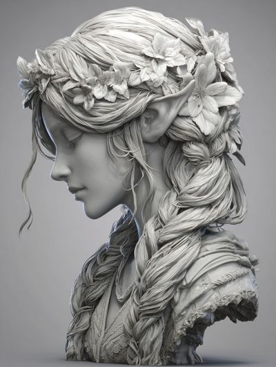 Floral Elf Bust Fine-Art Print. poster print