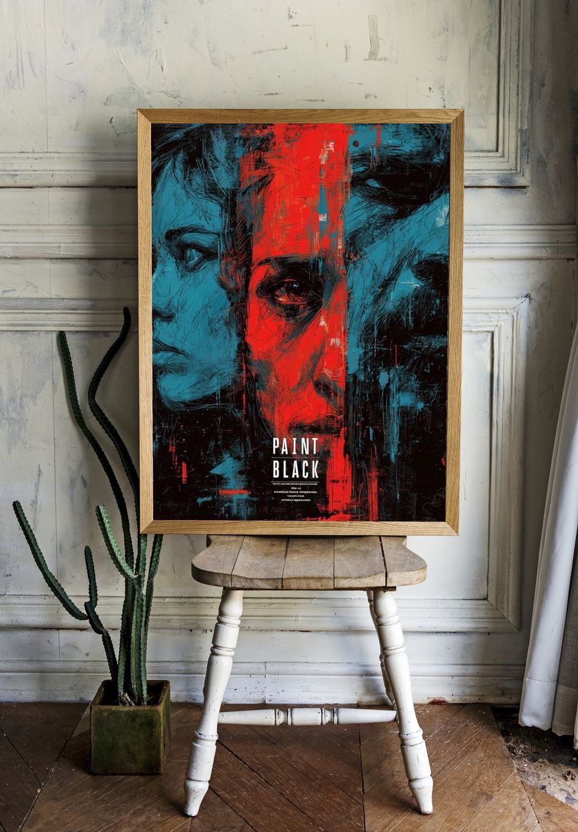 Paint Black Expressionist Poster room preview
