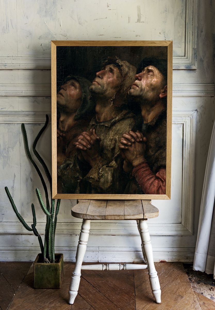 Three Men Looking Up — Baroque Print. room preview
