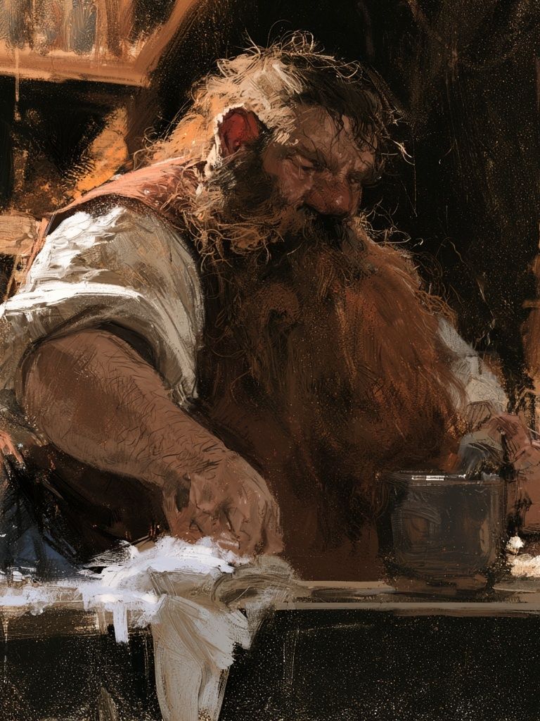 Bearded Tavern Worker — Fine-Art Print. poster — fine-art art