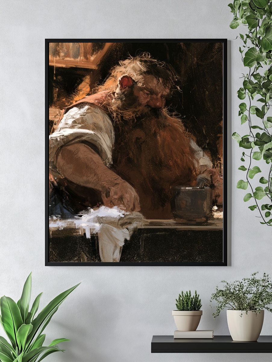 Bearded Tavern Worker — Fine-Art Print. — room view 4