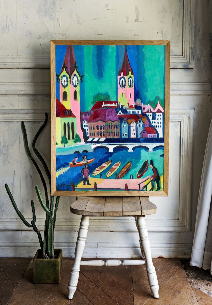 Colorful Townscape — Fine Art Print. room preview
