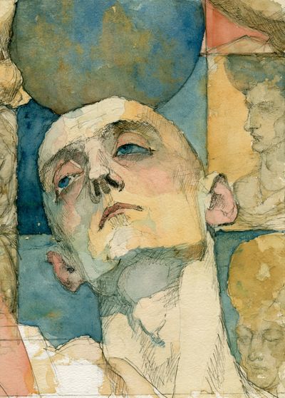 Abstract Face Watercolor Print. poster print