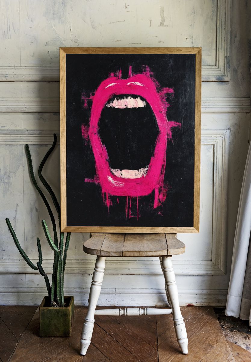 Neon Scream Abstract Poster. room preview