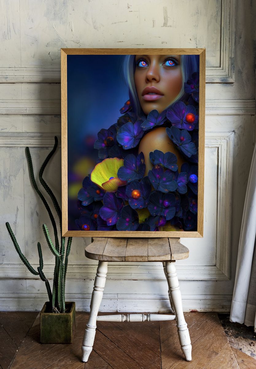 Enchanting Floral Portrait — Fine Art Print. room preview