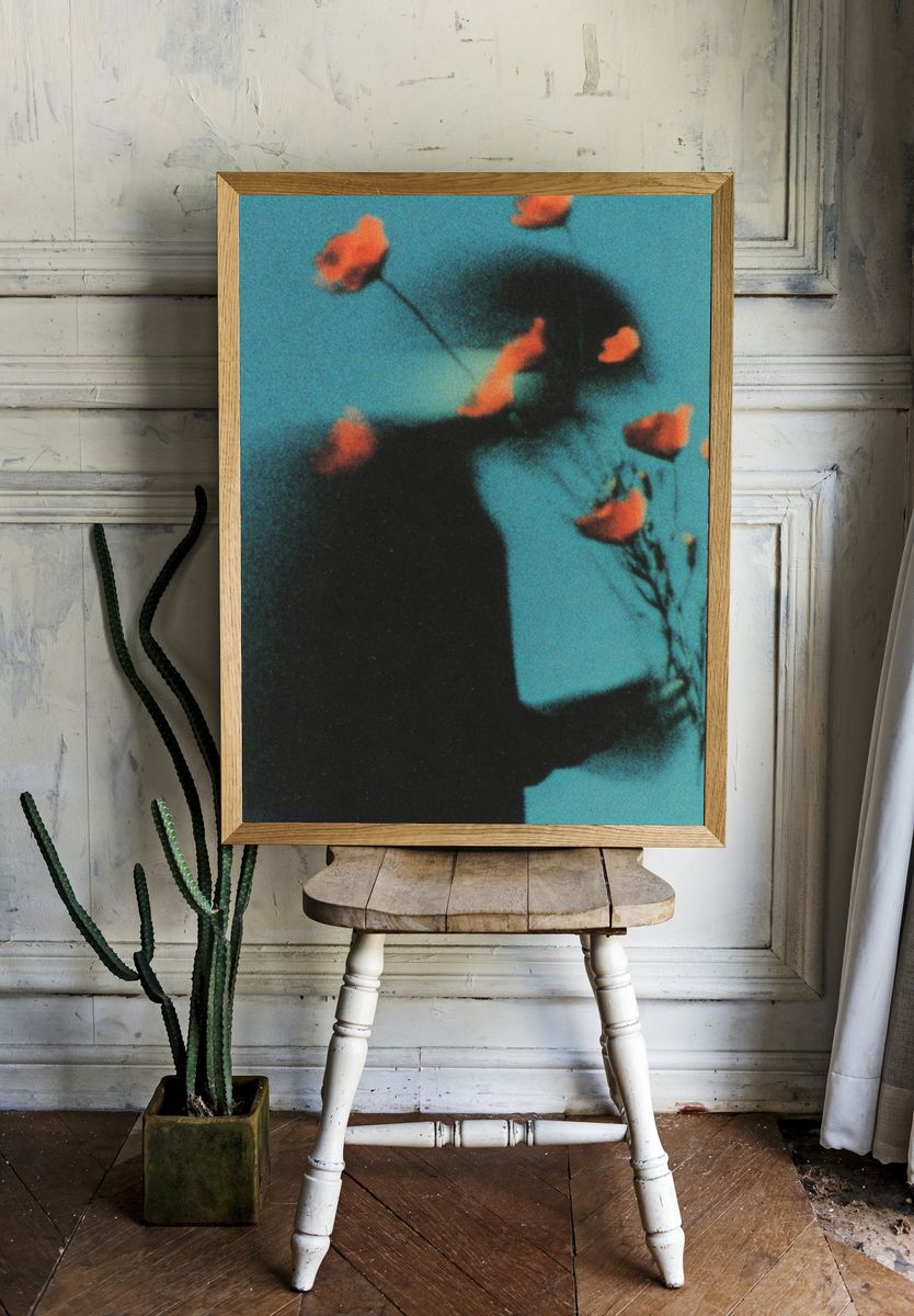Silhouette with Flowers — Fine Art Print room preview
