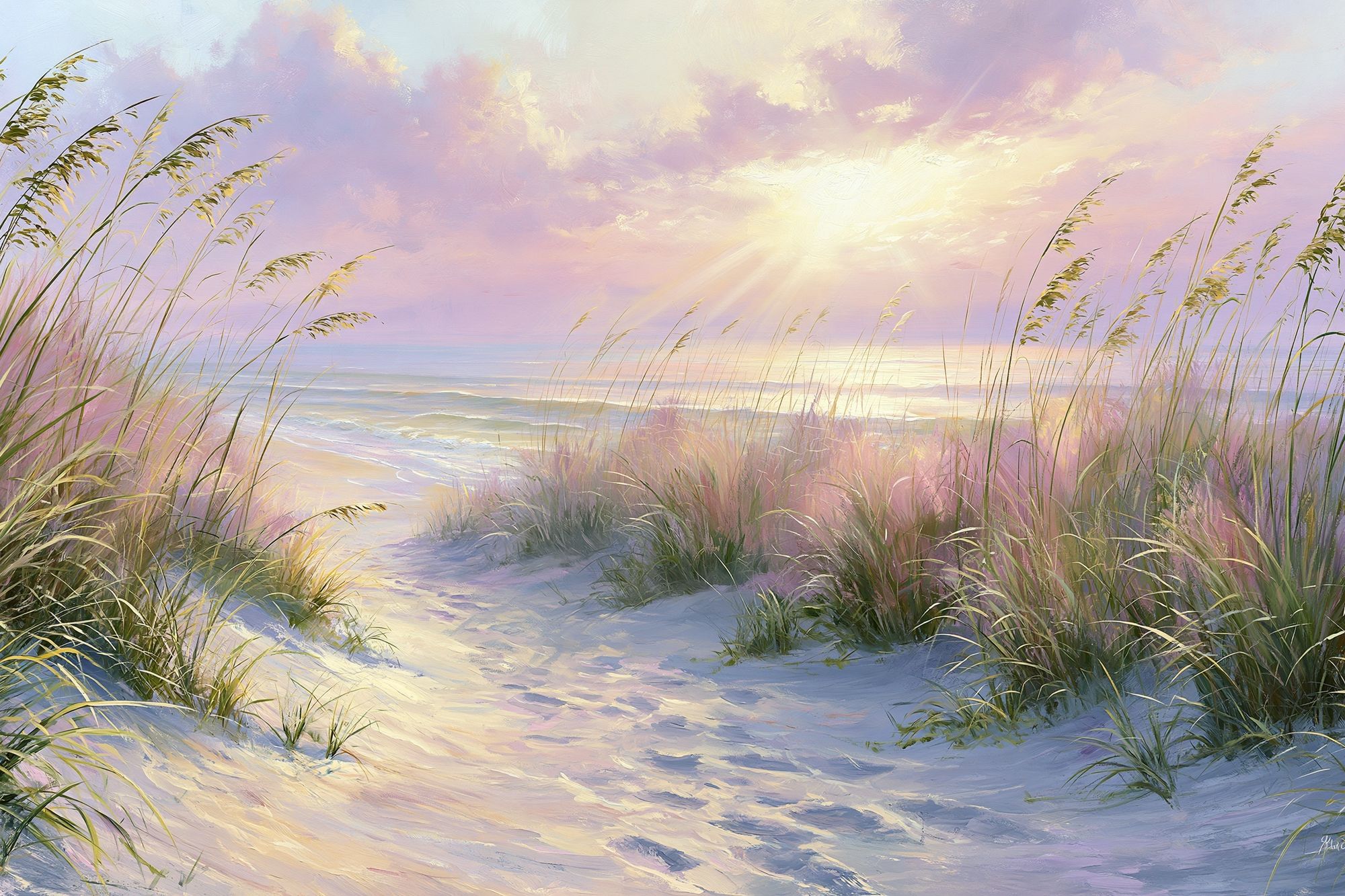Pastel Beach Dunes — Fine-Art Print. poster — fine-art art