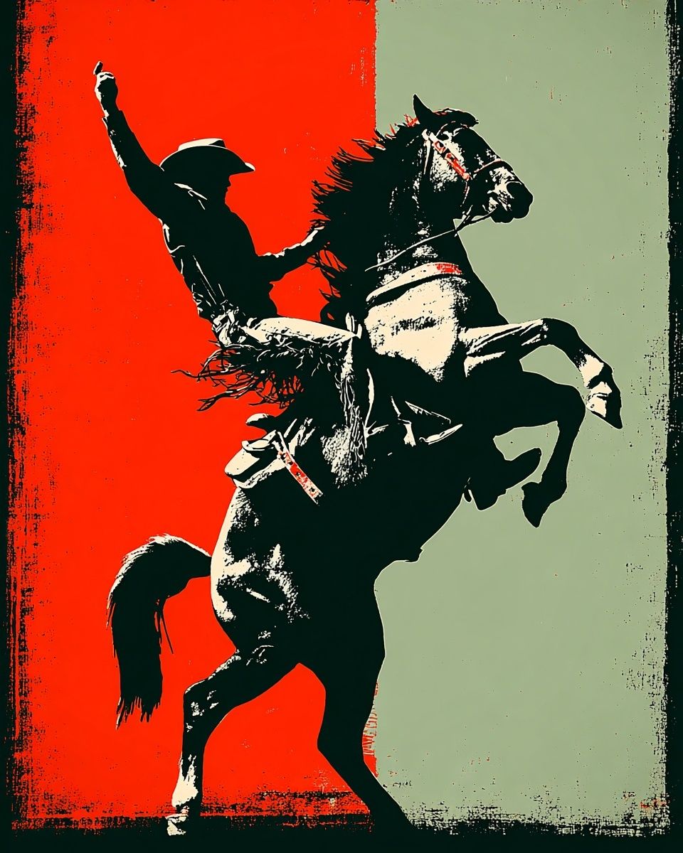 Rearing Horse Silhouette Pop-Art Poster. poster — fine-art art