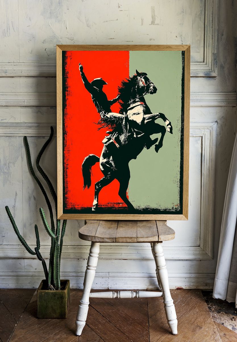 Rearing Horse Silhouette Pop-Art Poster room preview