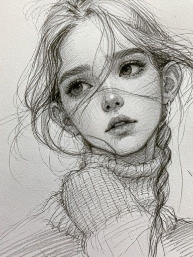 Girl Portrait Sketch Poster. poster detail