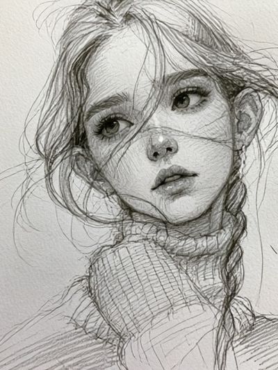 Girl Portrait Sketch Poster. poster