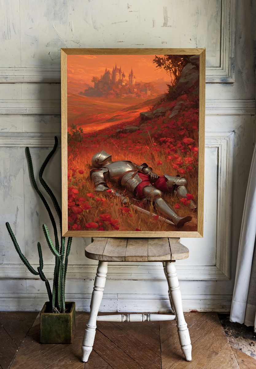 Knight in Armor — Fantasy Art Print. room preview