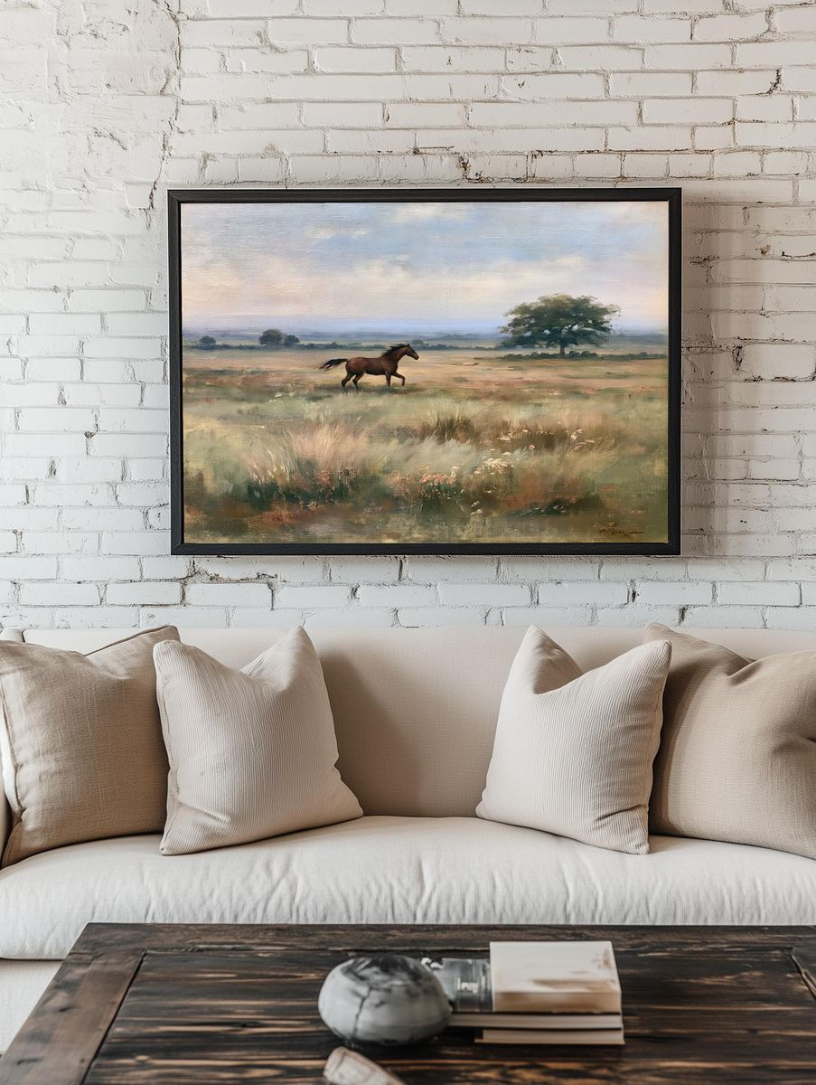 Running Horse Landscape Print. room preview