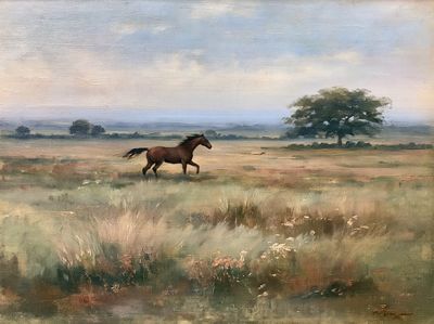 Running Horse Landscape Print. poster