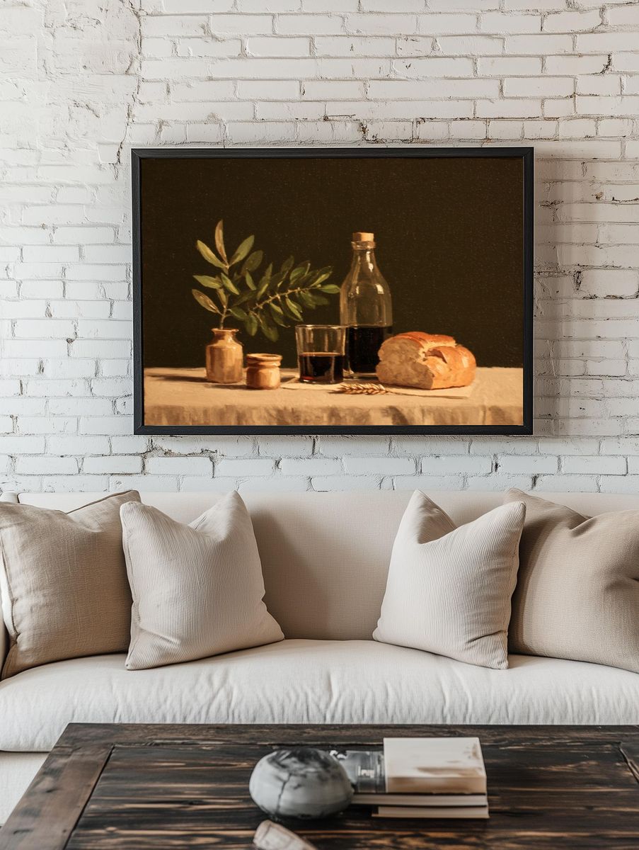 Rustic Still Life Oil Painting Poster room preview