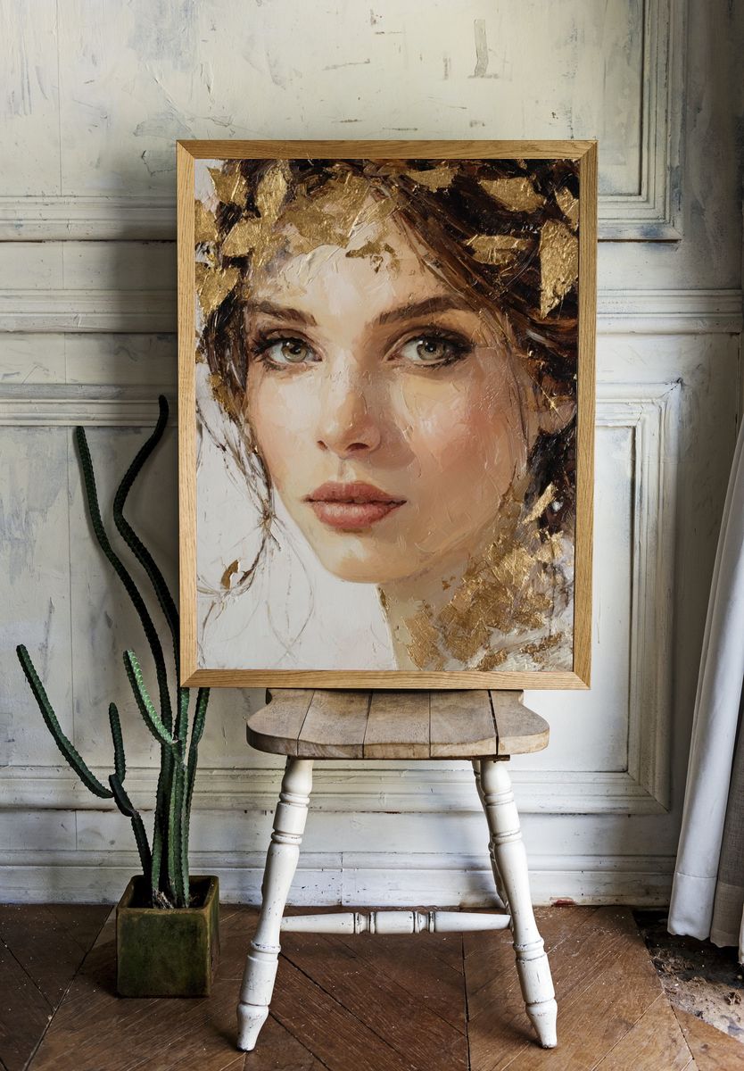 Gilded Woman Portrait Print. — room view 1