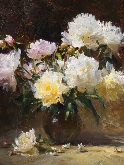 Peonies in Vase Fine-Art Poster. poster print